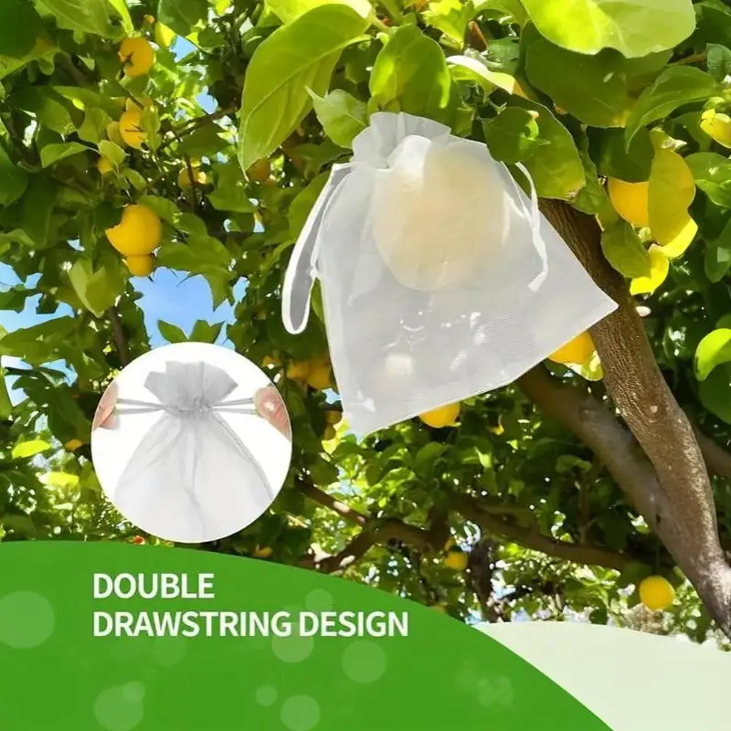 【D】100Pcs Drawstring Fruit Protection Bags Waterproof Insect Bird Pest Proof Cover for Yard Orchard Gardening Use