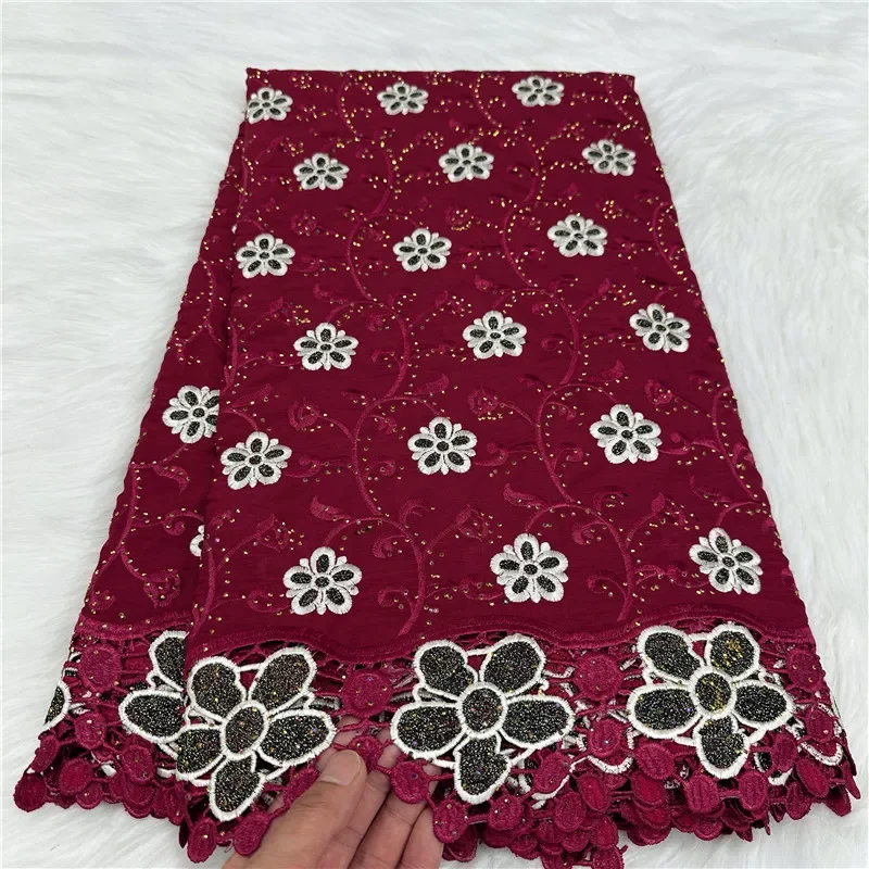 

5 yard With Scarf Swiss lace fabric Dry lace embroidery African 100% cotton fabrics Swiss voile lace Dubai style 18L1070402