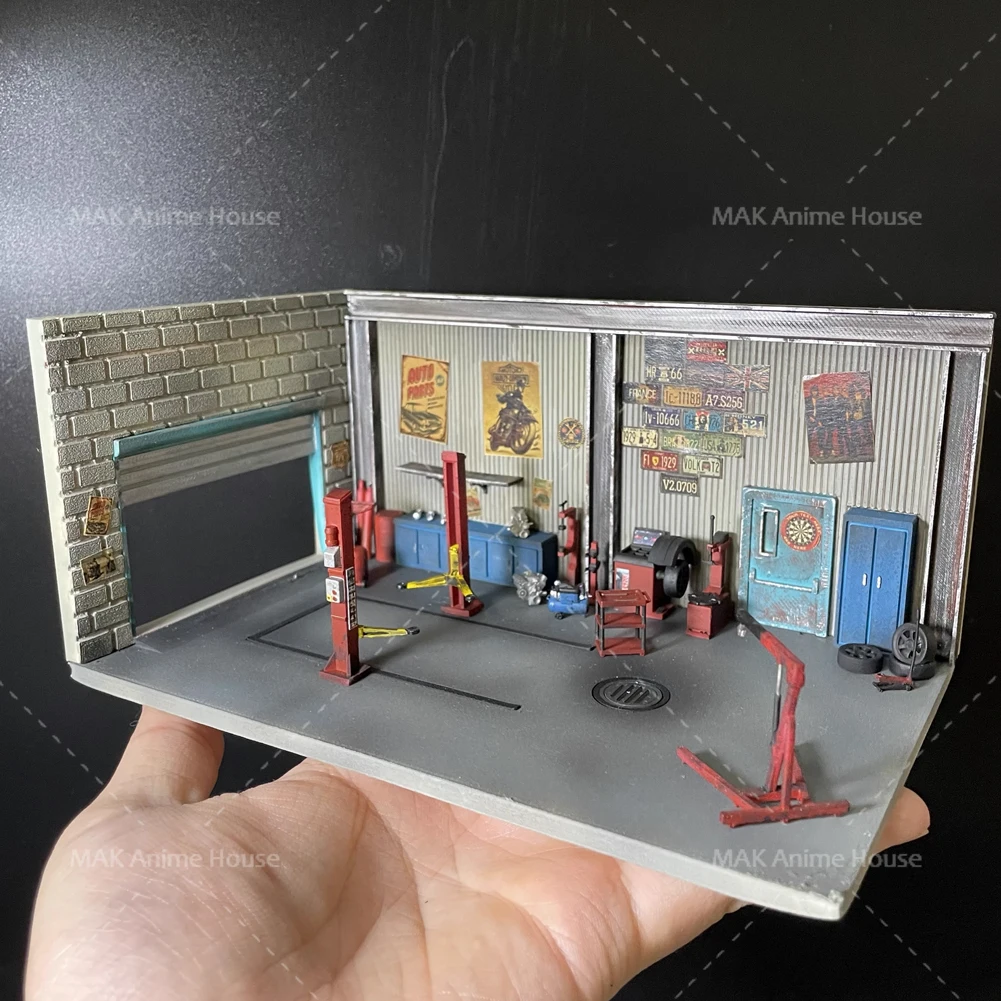 

Miniature Figure 1/64 American style Auto Repair Kit Engine Garage Scene Accessories Model Auto Repair Shop Scene Display Toys