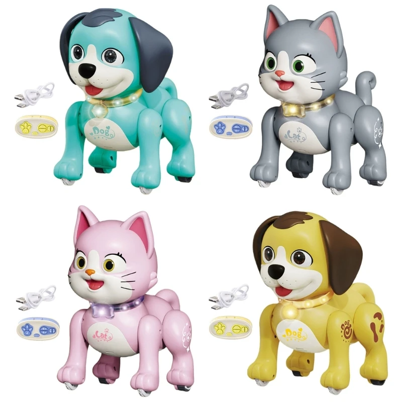 Electric Singing Toy Walking Animal with LED Music Remote Control Dog Toy