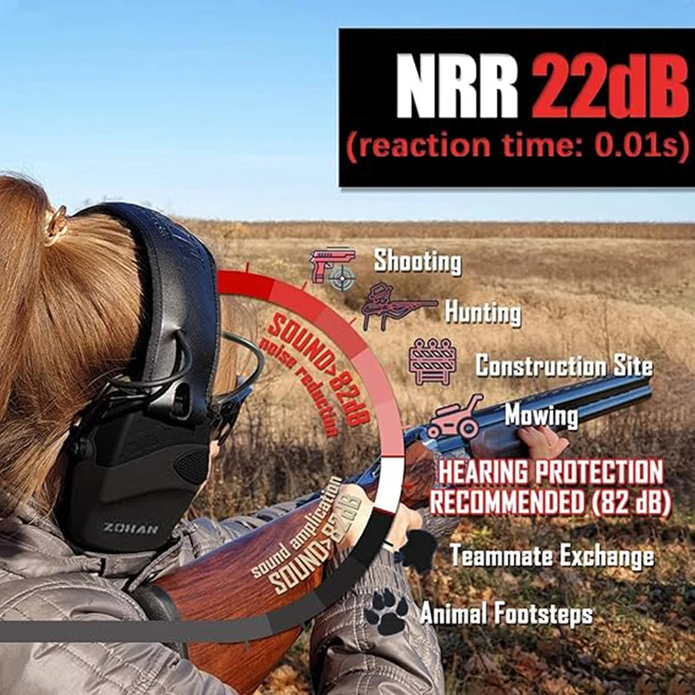 ZOHAN Tactical Earmuff Electronic Anti-noise Headphone Hearing Protection Headset Active Headphones For Shooting 2 Pack Hot Sale