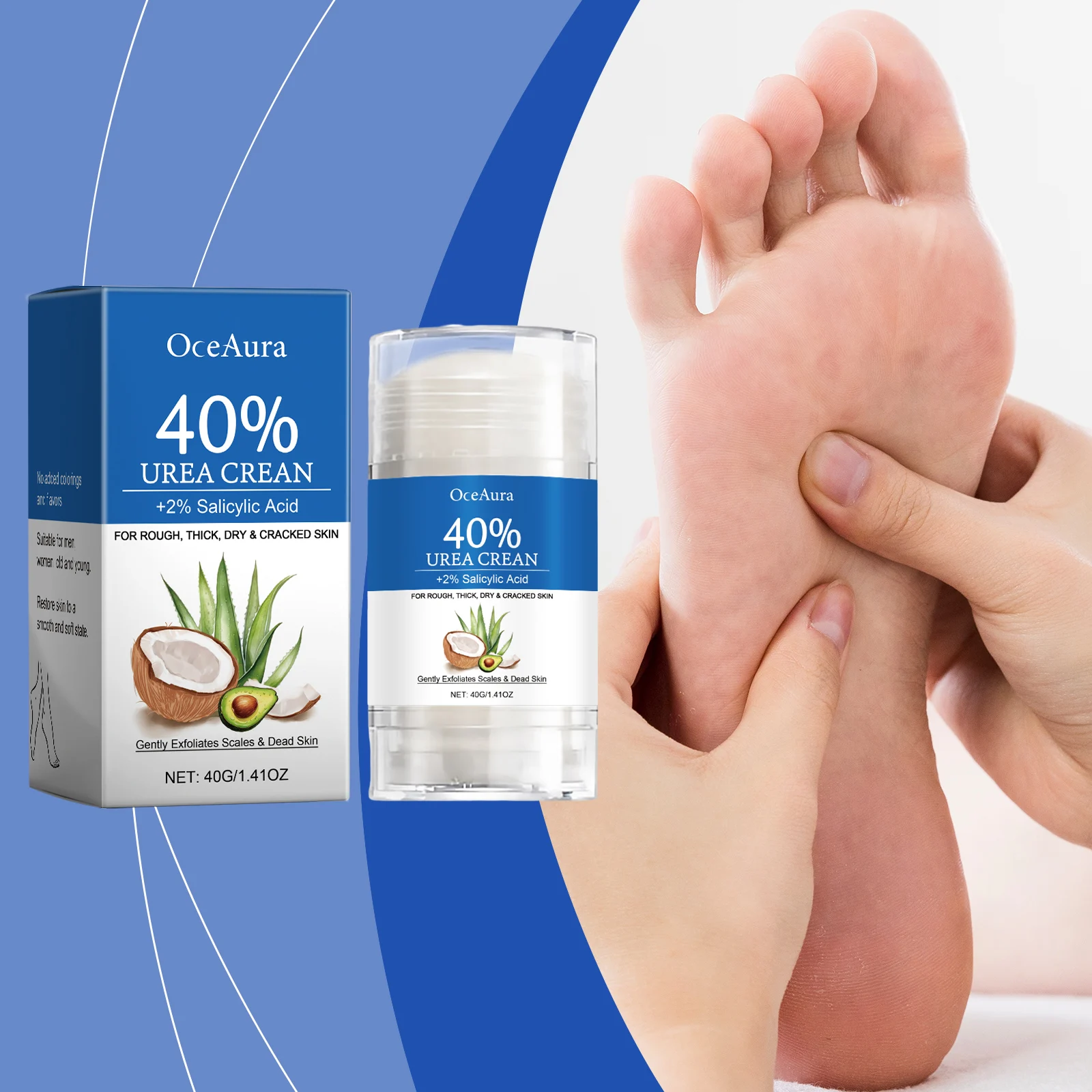 Crema para el cuidado de los pies con aceite de coco y aguacate, hidratación profunda para talones secos, piel rugosa, hidratación no graso, absorción rápida