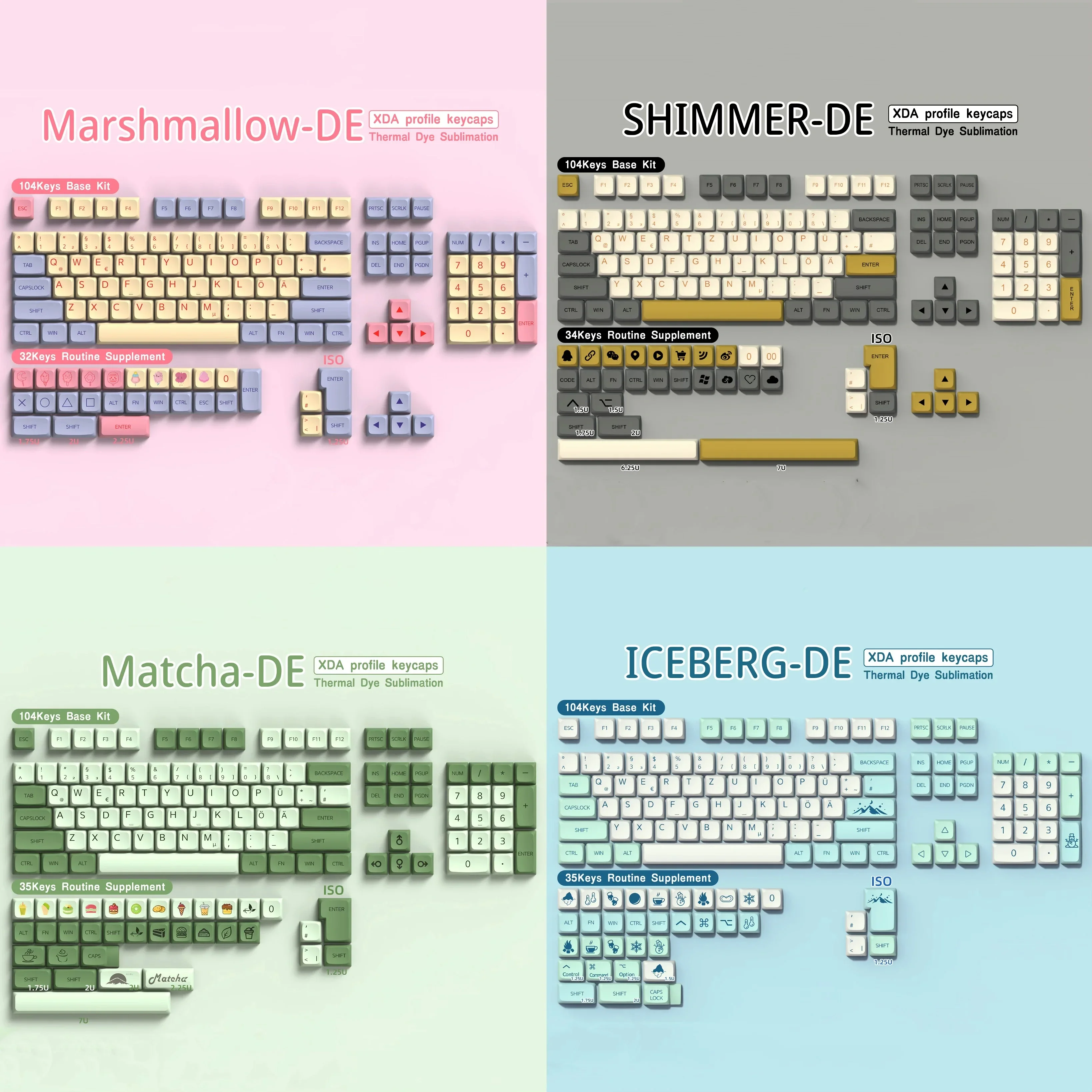 

Немецкие колпачки для клавиш Fresh Simple Style PBT Dye Sub XDA Profile DE Keycap для MX Switch 7U ISO DE DIY F75 Механическая клавиатура