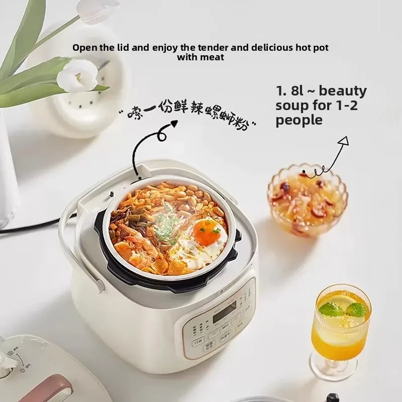 Midea Mini 1.8L Electric Pressure Cooker Household Small Capacity Rice Cooker 1-2-3 Electric Pressure Cooker 220V 50HZ 500W E220