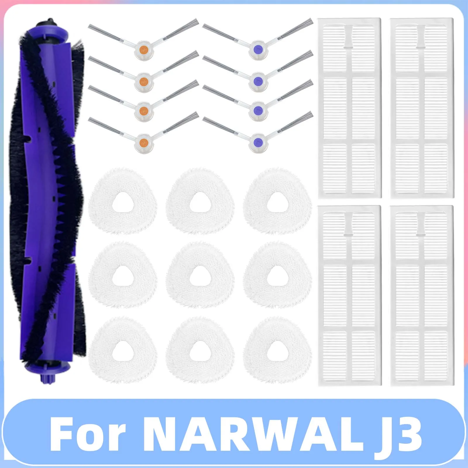 Compatible For Narwal Freo Versatile Self Mop Clean Robot J3 Roller V-shaped Side Brushes Mop Cloths Rag Hepa Filter Spare Part