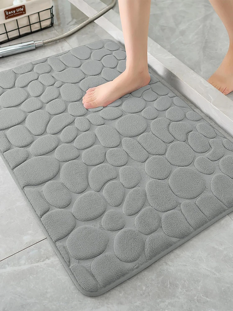 50*80cm Bathroom Bath Mat Non Slip Carpets Cobblestone Embossed Pebble Bath Rug Basin Bathtub Side Floor Rug Shower Room Doormat