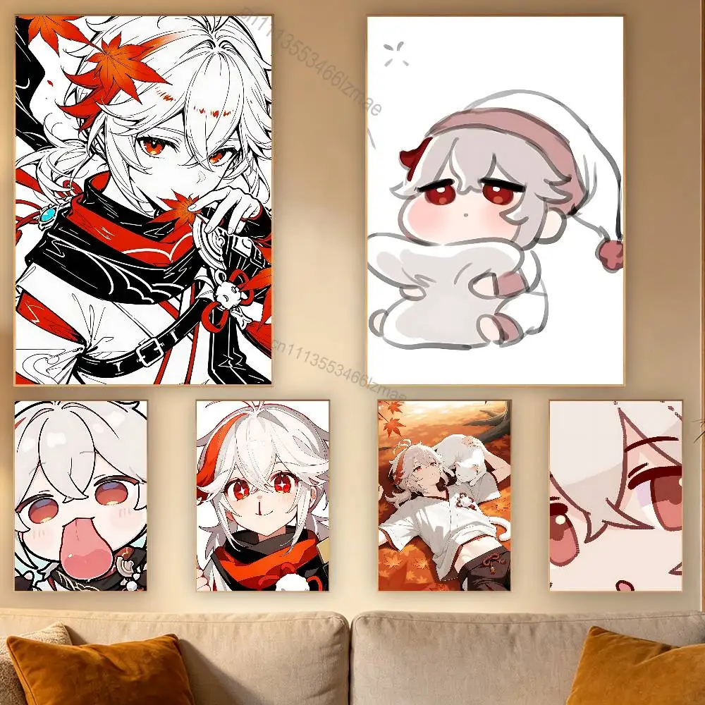 

Kazuha Cat G-Genshin I-Impact Poster Wall For Sticky Decoration Waterproof Home Living Room Bedroom Bar