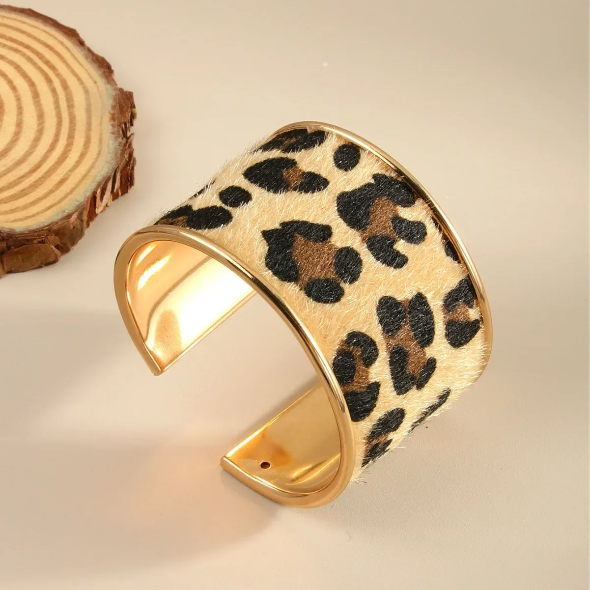 

Vintage Resin Cuff Charms Open Bracelet Bangles Women Y2k Fashion Punk Leopard Print Wide Geometric Party Big Bangle For Girls