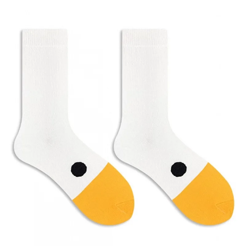 Novo engraçado ganso pato impresso meias moda feminina dos desenhos animados animal inverno quente meados de tubo algodão meia esportes criativo casual sox presente