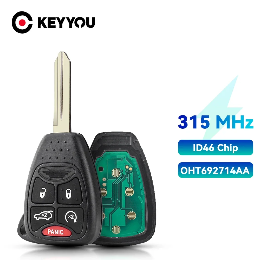 KEYYOU OHT692714AA For Dodge RAM Chrysler Compass Grand Cherokee Liberty Wrangler 315Mhz ID46 7941Chip Remote Car Key