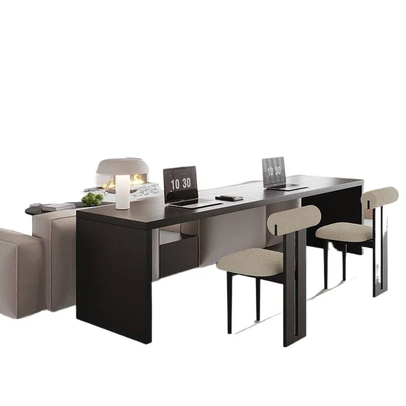 

Black solid wood desk Italian minimalist style home office computer table living room home horizontal hall sofa back long table