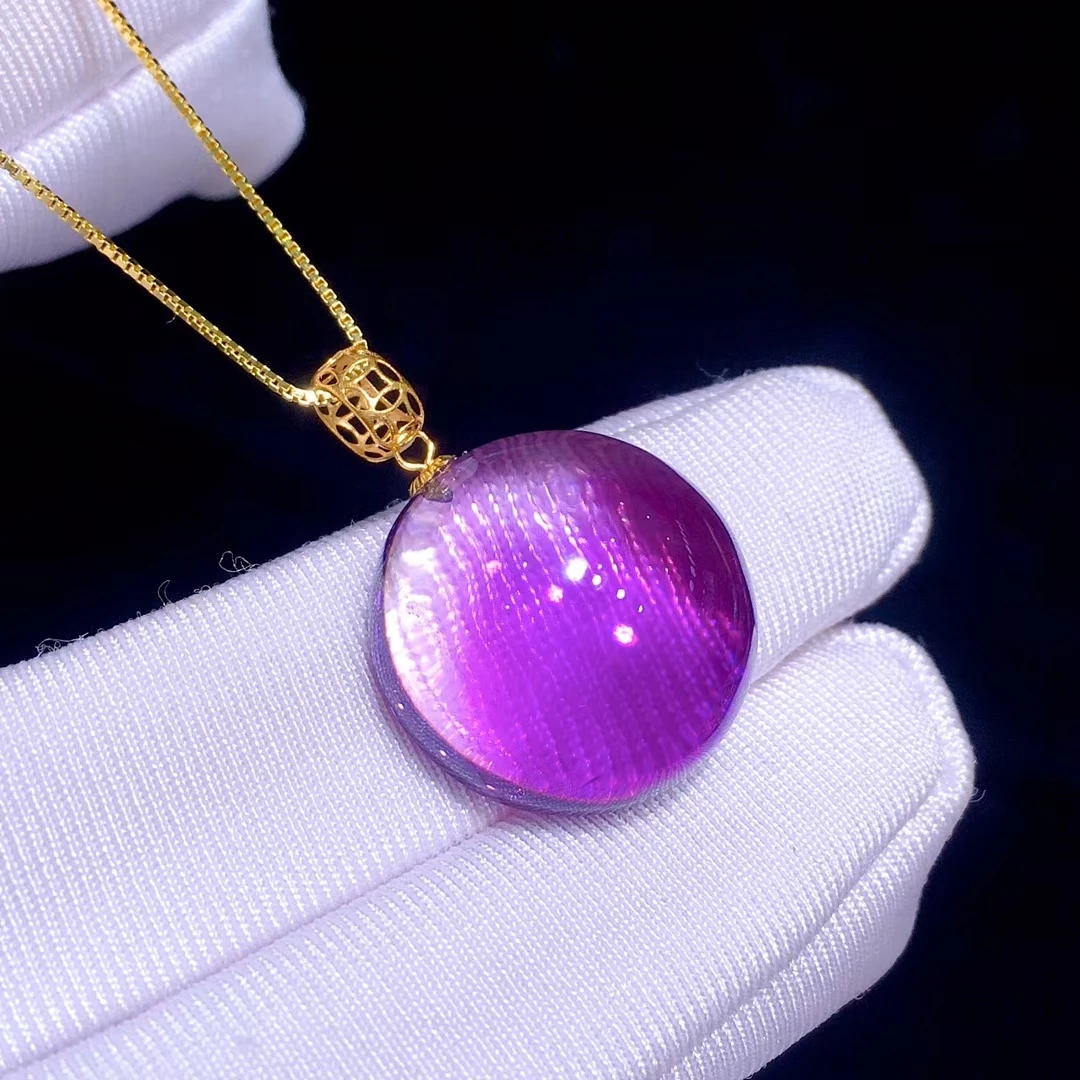 

Natural Purple Amethyst Quartz Pendant 17.10mm Round Amethyst Jewelry Beads Women Men Necklace Brazil AAAAAA