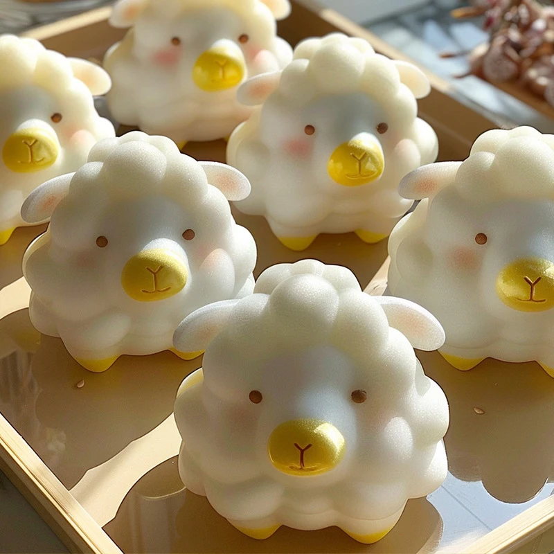 3D羊の形をしたシリコンゼリーモールド,キャンドル型,日曜大工,かわいい,羊のディフューザー,石,手作り石鹸,ギフト,キッチンベーキング