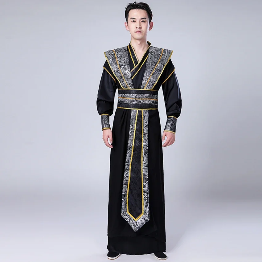 Vestido Hanfu tradicional chinês para homem, trajes de dança oriental, trajes de cosplay da dinastia Han, desempenho antigo, palco popular, ano novo