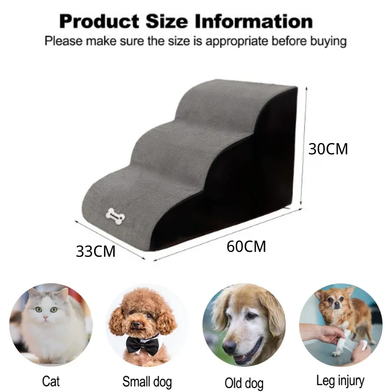 Suprimentos para animais de estimação venda quente pequeno cão escada cama fora rampa passo para escadas 3 passos escadas para cães passos para animais de estimação pequeno gato casa rampa animal de ...