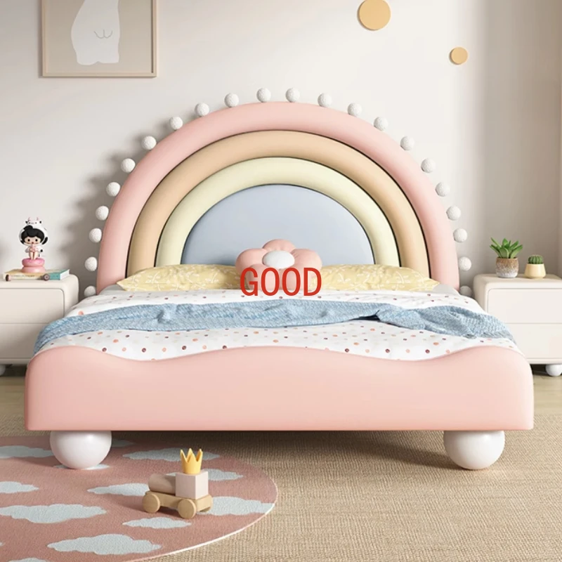 Cute Princess Children Beds Mattress Modern Pink Comferter Bed Luxury Wood Cama Infantil Bedroom Set Furniture