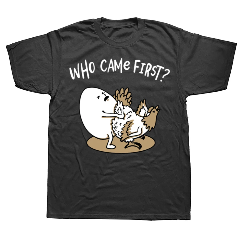 

Funny Who Came First Chicken or Egg Graphic T-shirts Men Women's Fashion Casual Tshirt 100% Loose Chickens Lover Farmer T Shirt