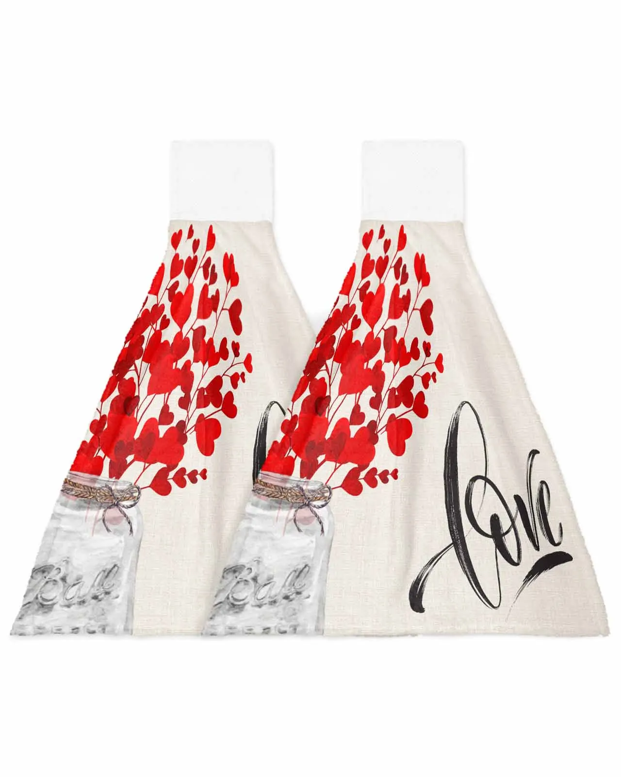 Valentine'S Day Love Flower Glass Bottle Hand Towel Soft Microfiber Kitchen Wash Cloths Hanging Towel Portable Cleaning Towels