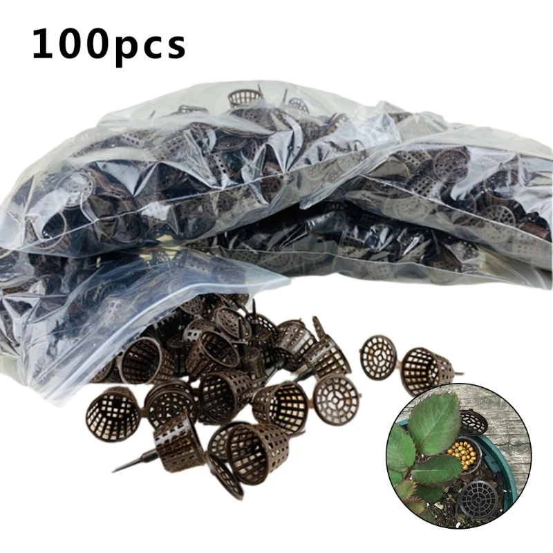 100 unids/pack cestas fertilizante para plantas con tapa orquídea cultivar parque raíz macetas vivero bonsái agricultura