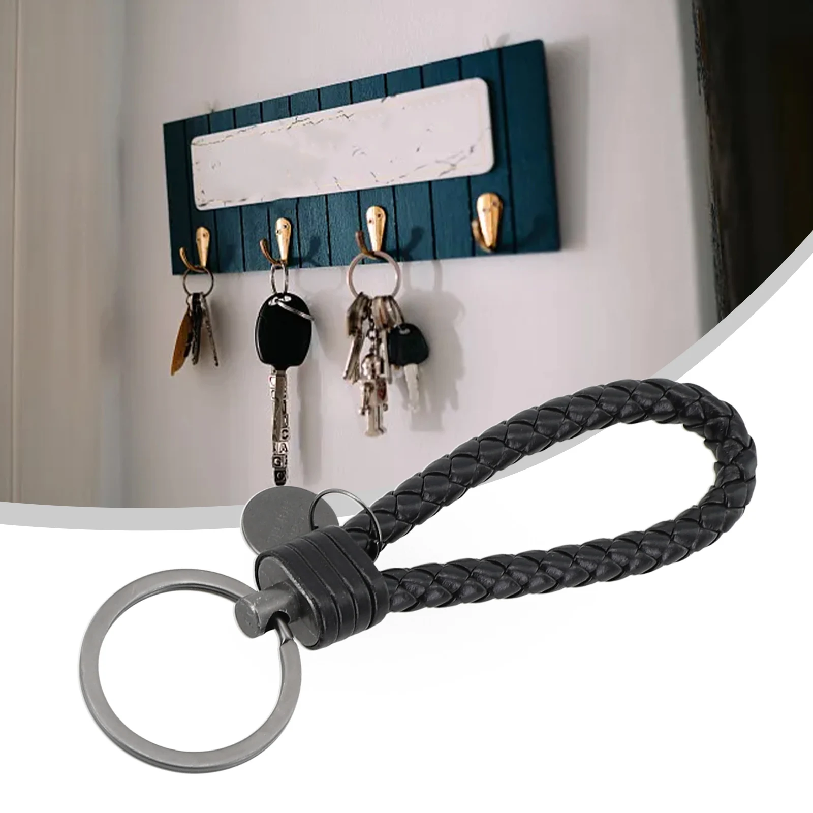 

1pcs Keyring Leather Strap Braided Cord Keychain DIY General Bag Pendant Key Chain Holders Key Car Toy Keyring Interior Parts