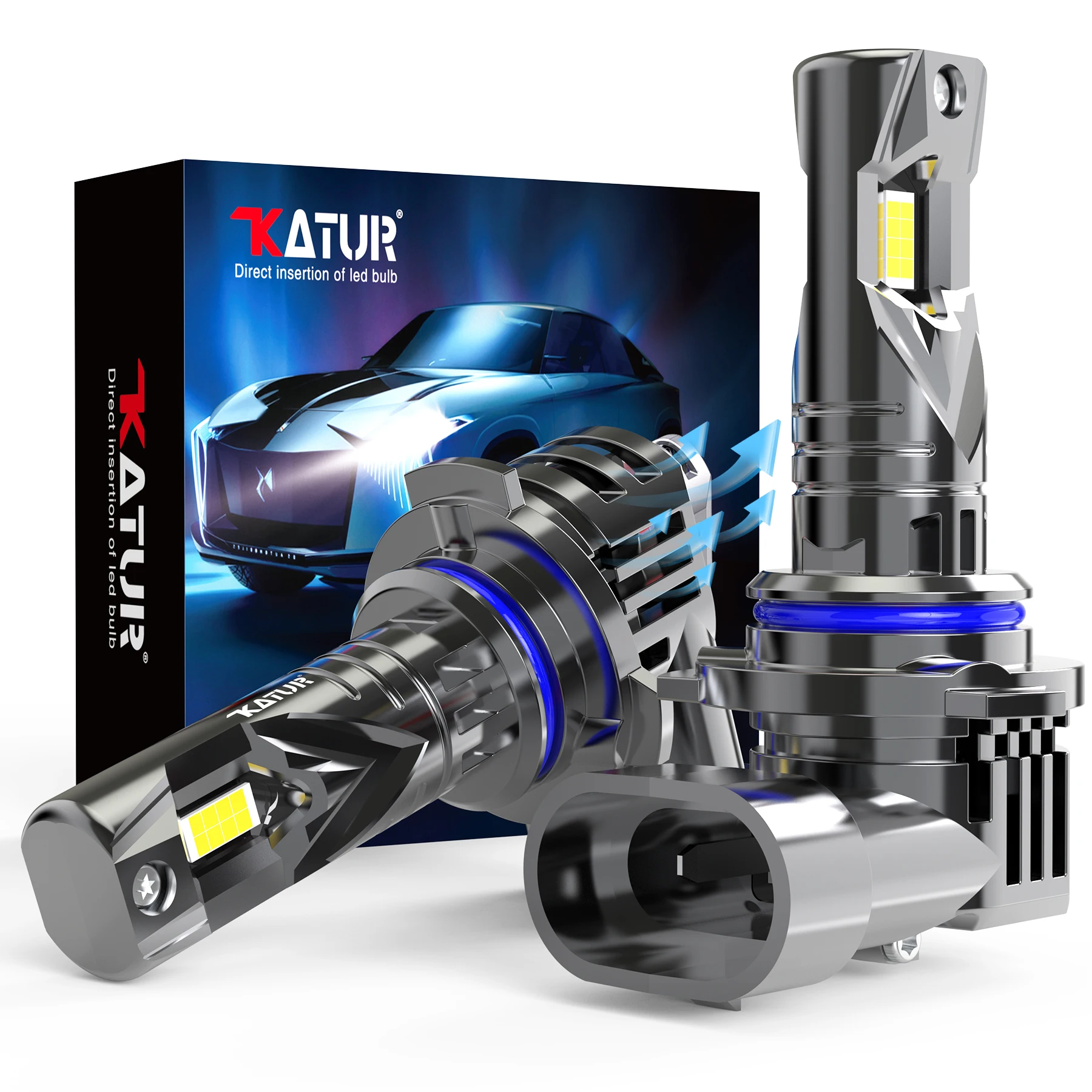 Katur 2x HIR2 9012 Bombillas LED para Auto, Faros Delanteros con Ventilador, Alta Potencia, Reemplazo Halógeno Blanco para Chevrolet Impala 2014~2019