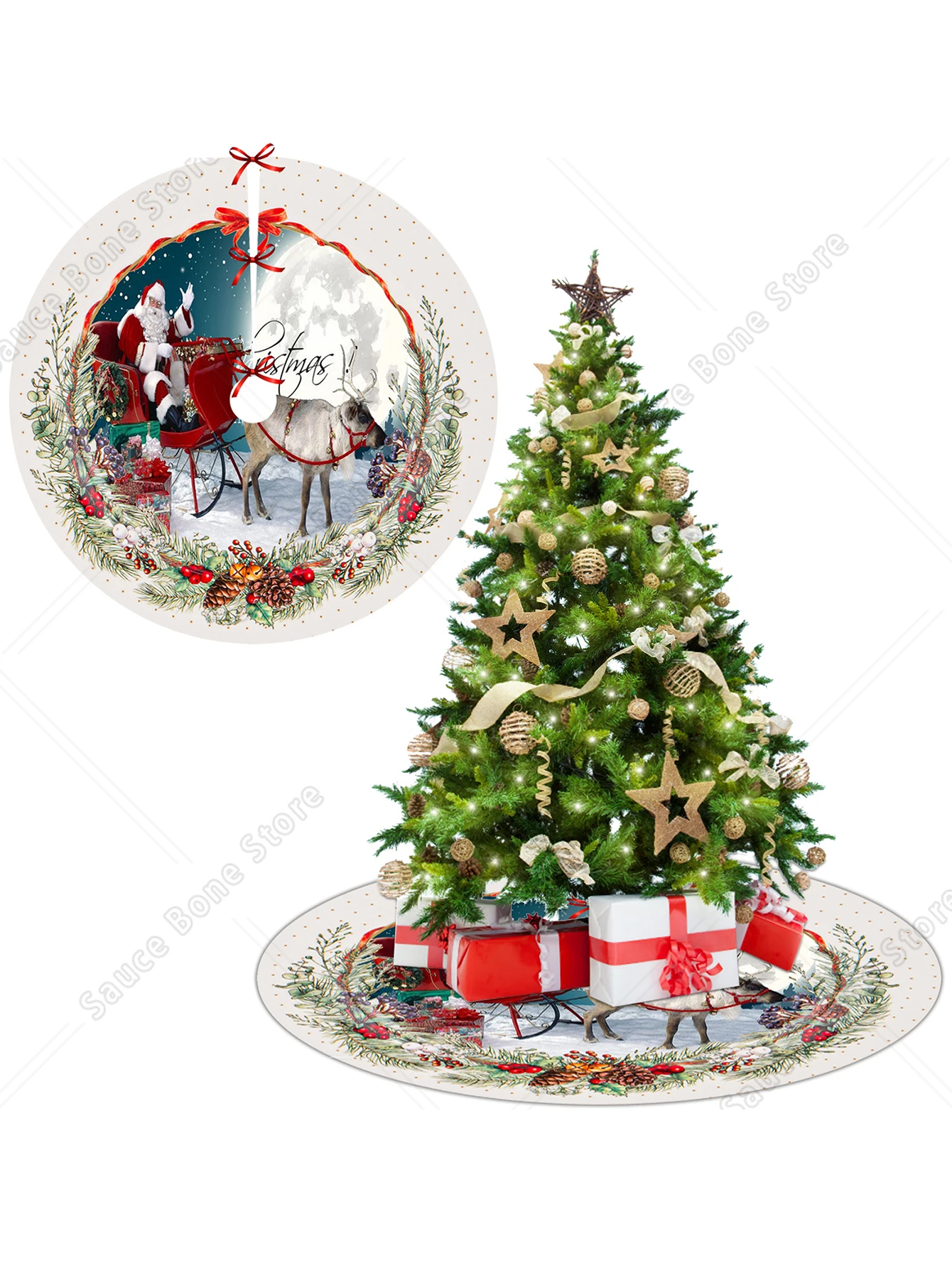 36/48/60 Inches Christmas Tree Skirt, Premium Xmas Tree Skirt Christmas Ornaments & Decorations, Rustic Christmas Tree skirt Chr