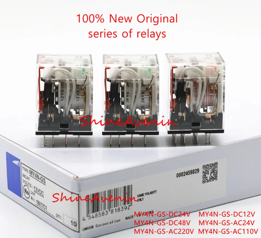 15pcs MY4N-GS-DC12V  MY4N-GS-DC24V  MY4N-GS-DC48V  MY4N-GS-AC24V  MY4N-GS-AC110V  MY4N-GS-AC220V  100% original relay