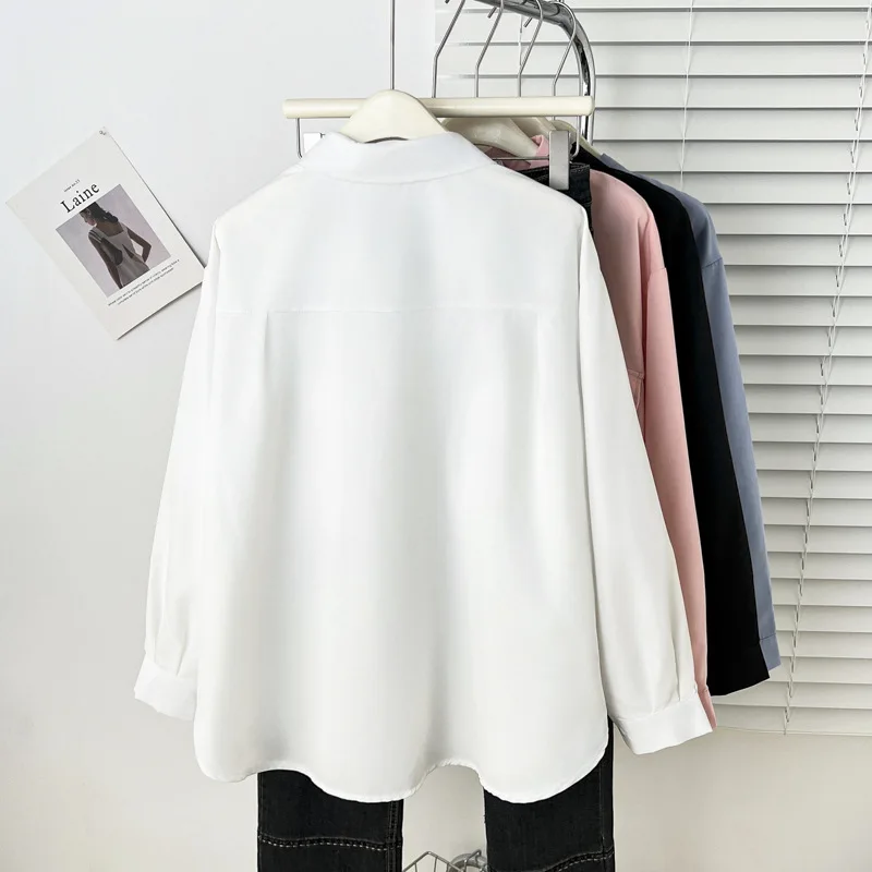 Camicette taglie forti da 100 kg primaverili Camicia dopamina con nuovo temperamento Top esterno da donna 1358