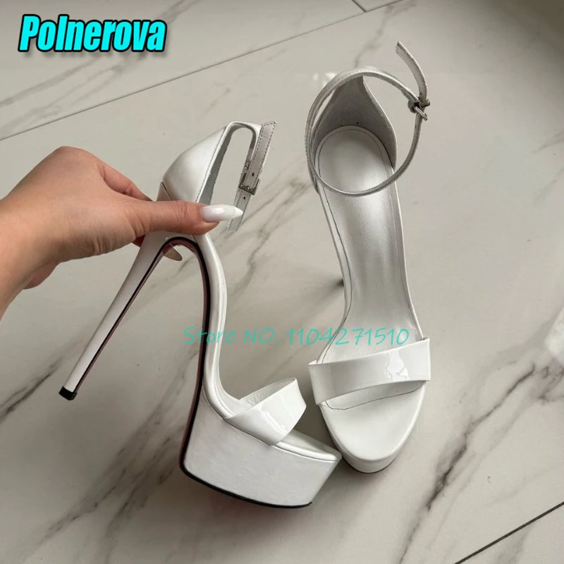 Women Round Toe Platform Super High Heels Fashion Sexy Custom Colors Leather Stiletto Sandals Party Banquet Wedding Dress Shoes
