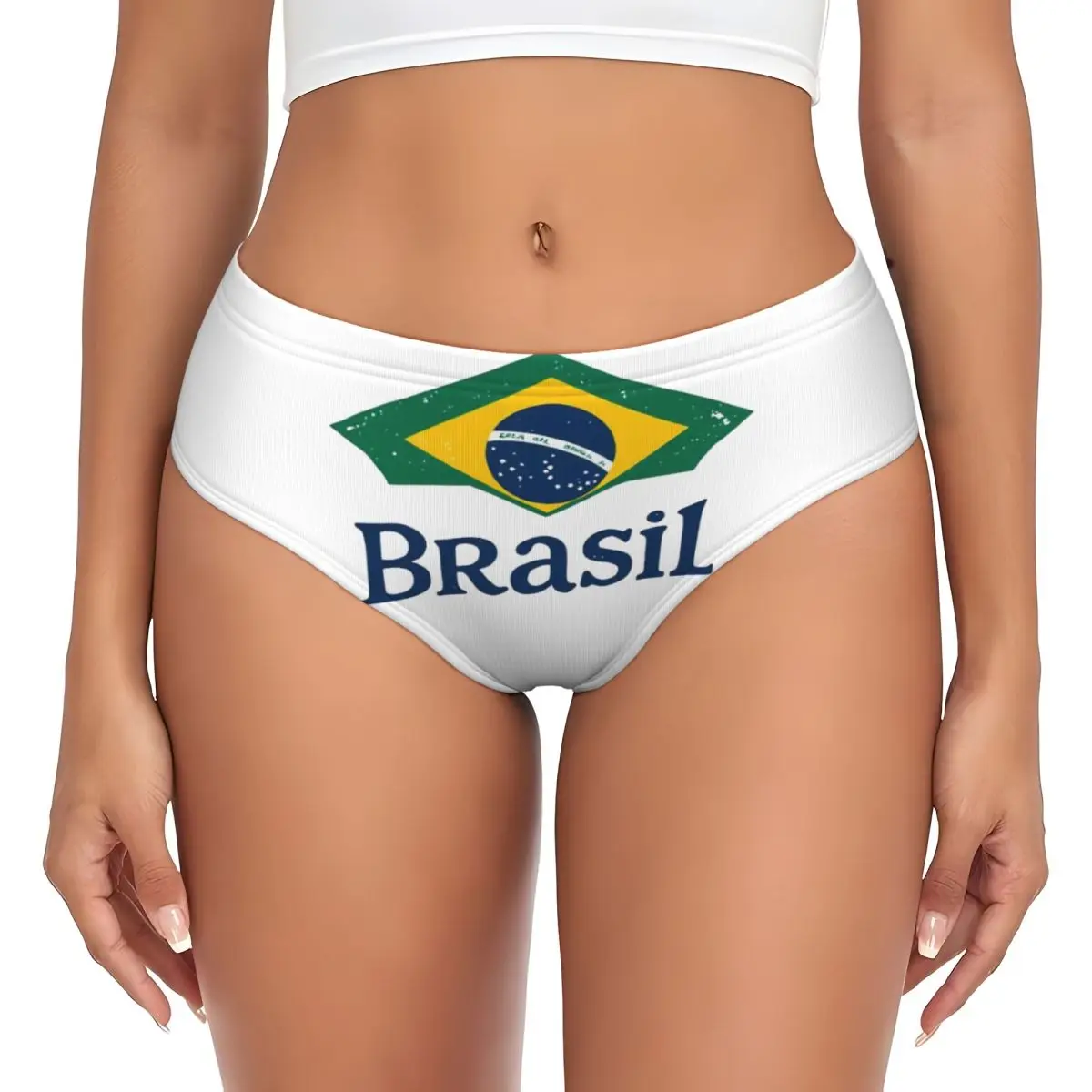 Custom Brazil Flag Brazilian Flag Briefs Underwear Women's Breathable Stretch Underpants Brief Panties
