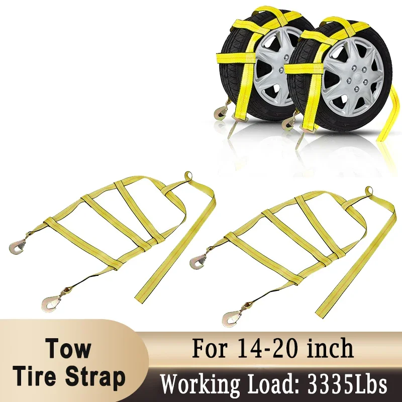 Tow Dolly Car Tire Ropes Straps for 15-20 inch Tire Basket Fixing Lashing Strap Chains Tension Car Transport Fastening Belt