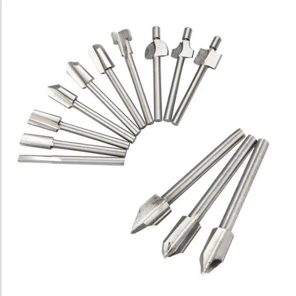 10pcs Metal Multi-function HSS Router Drill Bit Rotary Tool Set Woodworking Carving Drill For Wood Acrylic PVC Plastic