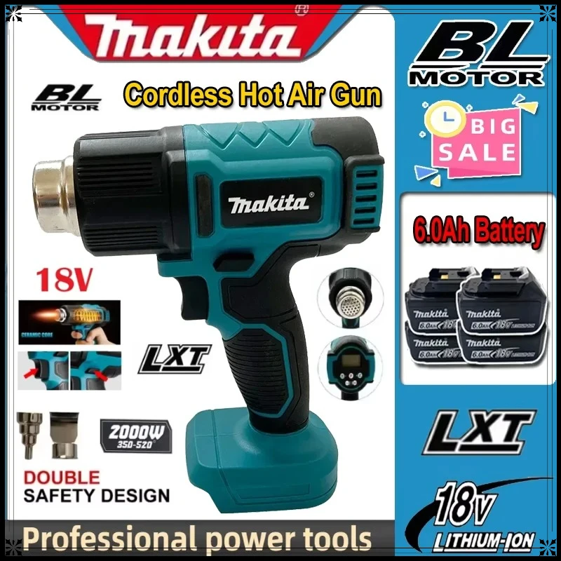 

Термофен Makita Control Heat Gun 550 ° Ручной термофен с LED-дисплеем для пайки и нагрева воздуха
