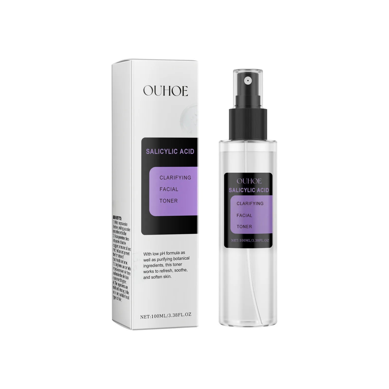 Facial Toner with Salicylic Acid Shrink Pores Refined Oil Control Brightening Moisturizing Smooth Repair Nourishing Skin Care Pr