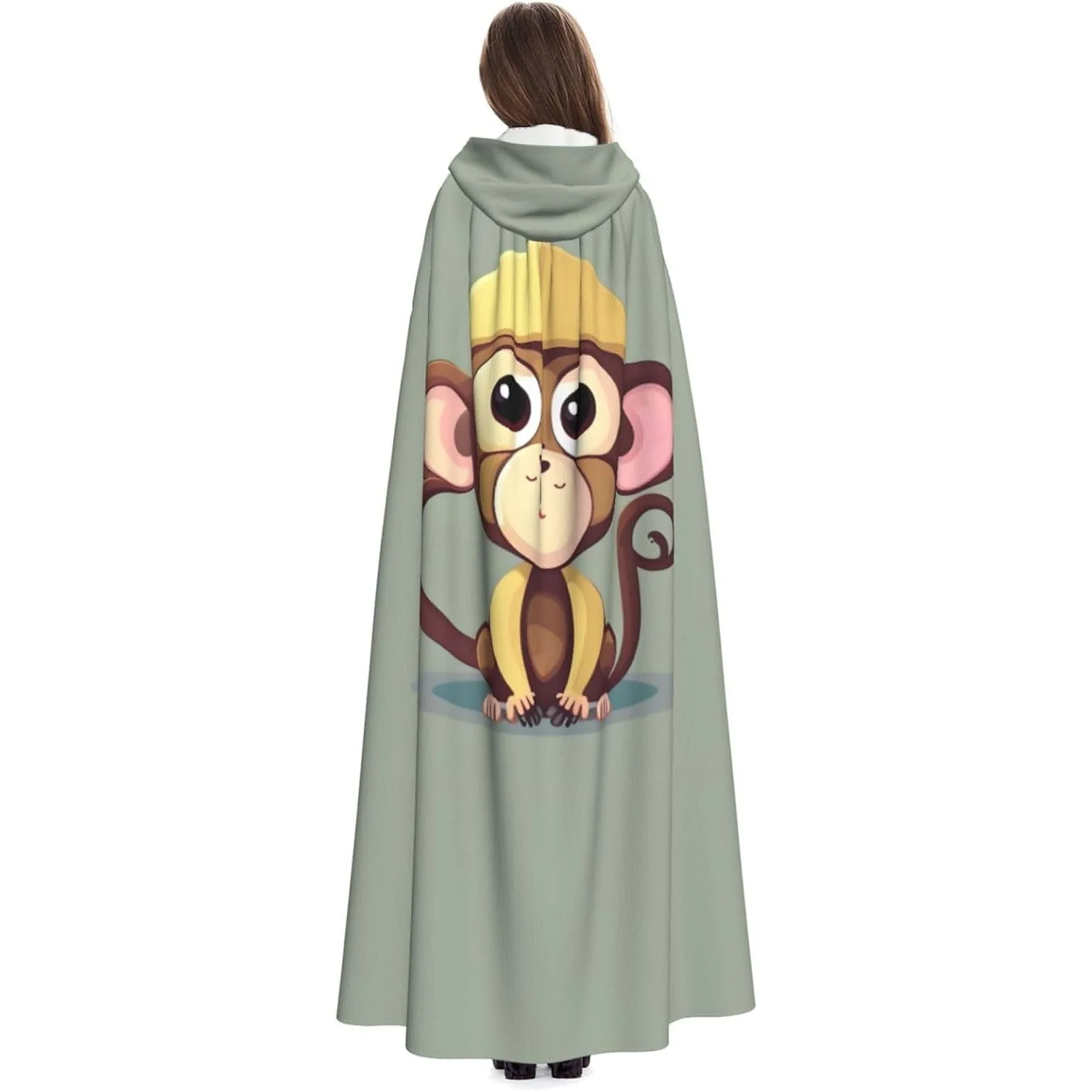 

Милая накидка с капюшоном и принтом обезьяны для взрослых, карнавальная праздничная накидка, халат для косплея, костюм для вечеринки, готический карнавал