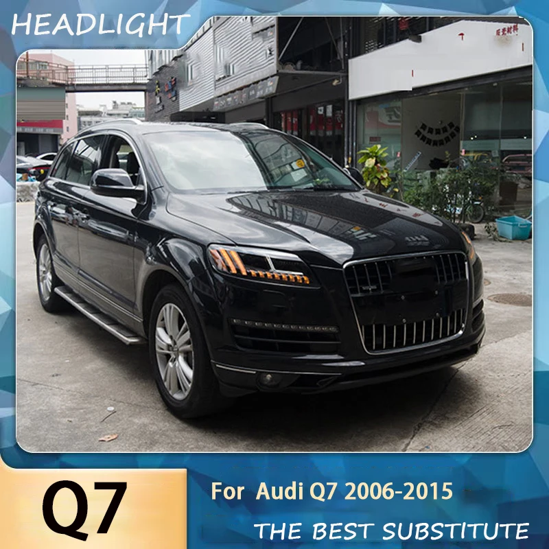Автомобильные светодиодные фары для Audi Q7 2006-2015, обновление Q8, светодиодные фары, обновление нового стиля, DRL, последовательный указатель поворота в сборе