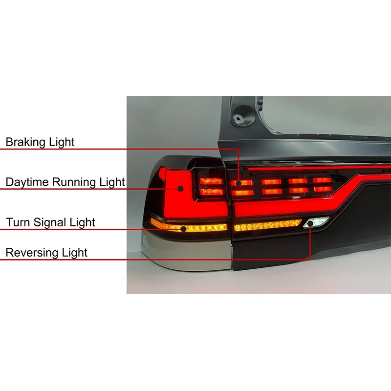 ZHENGWO LED Tail Lights Rear Brake Lamp For Land Cruiser LC200 2008-2015 2016-2021 Back Light Upgrade Kit