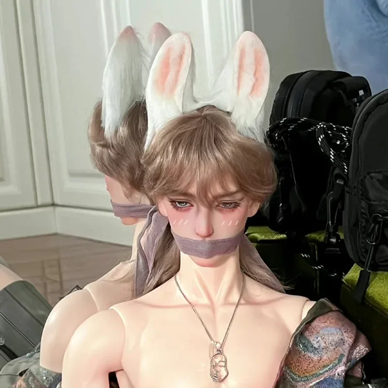 Diadema con Orejas de conejo hecha a mano para Cosplay de Anime, tocado con horquillas para muñeca, tamaño Mini, accesorios para disfraz de fiesta de Halloween