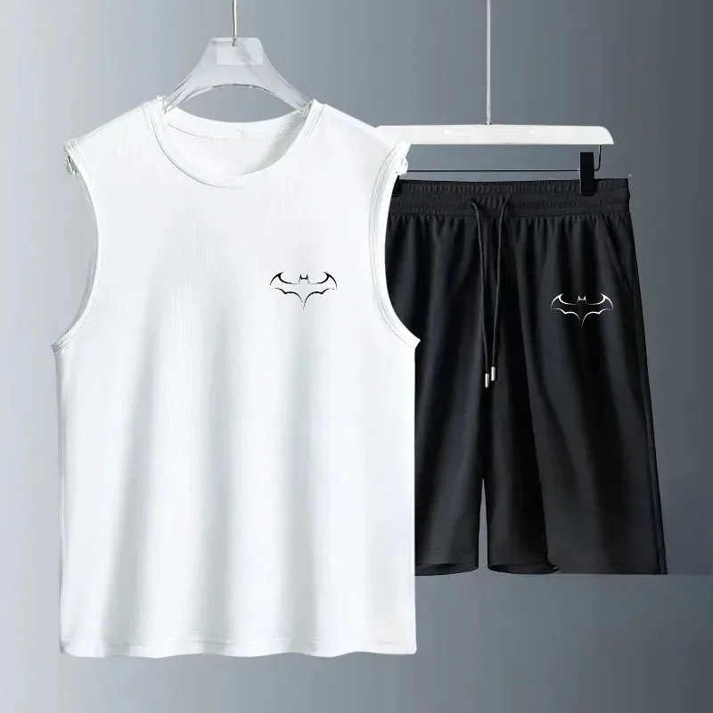 Men's Tank Top Sets 2026 Summer Quick drying jogging suit sweatshirt set seaside beach  running Breathable oversize sports