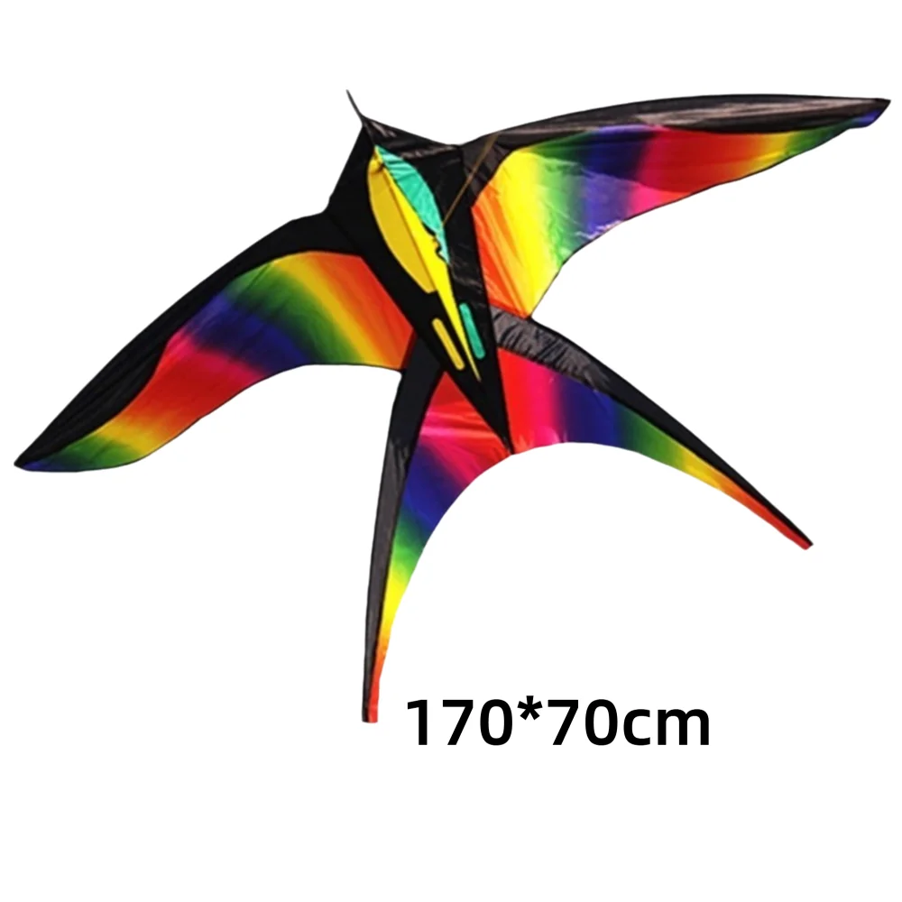 飛ばしやすい大型鳥凧 1.7m 飛行が良い虹色のツバメ凧 色が変わる100メートル凧糸付き 子供用凧