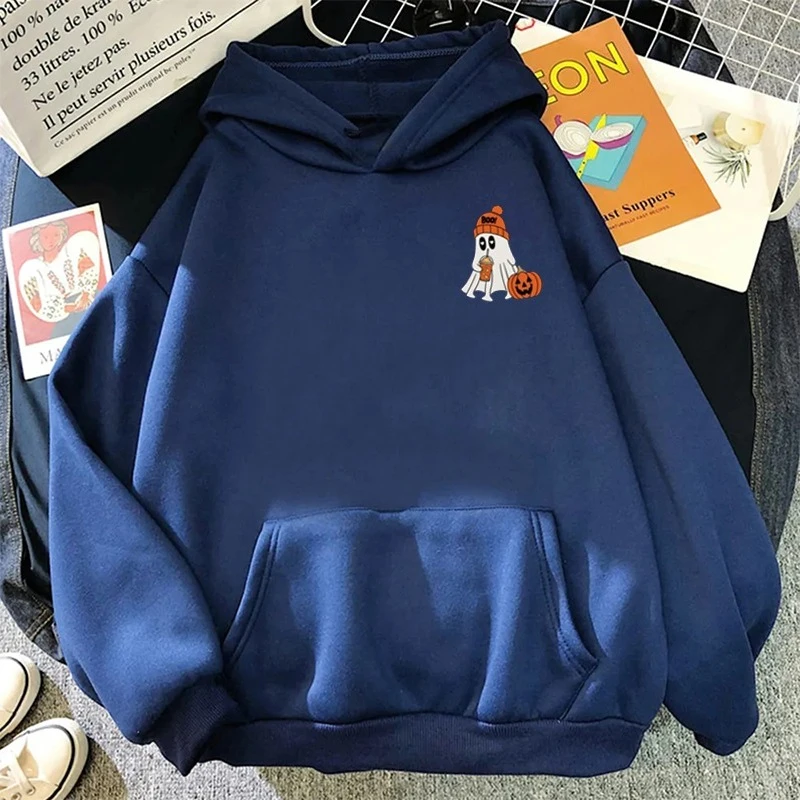 سترة الهالوين النسائية فضفاضة تناسب الدافئة المريحة البلوز الأسود شبح اليقطين لطيف هدية الخريف قميص مخيف مطبوعة منقوشة القمم