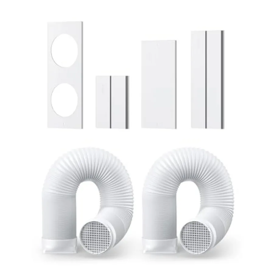 

Adjustable Portable Air Conditioner Window Vent Kit for Dual Hose with 5.9 Inch Exhaust Duct, Upgraded Seamless Window Panel Ki