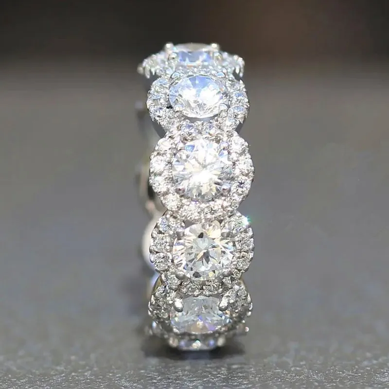 Huitan Funkelnde Zirkonia Versprechen Ringe für Frauen Hochzeit Verlobung Bands Silber Farbe Neue Moderne Mode Weibliche Schmuck – Detail 6