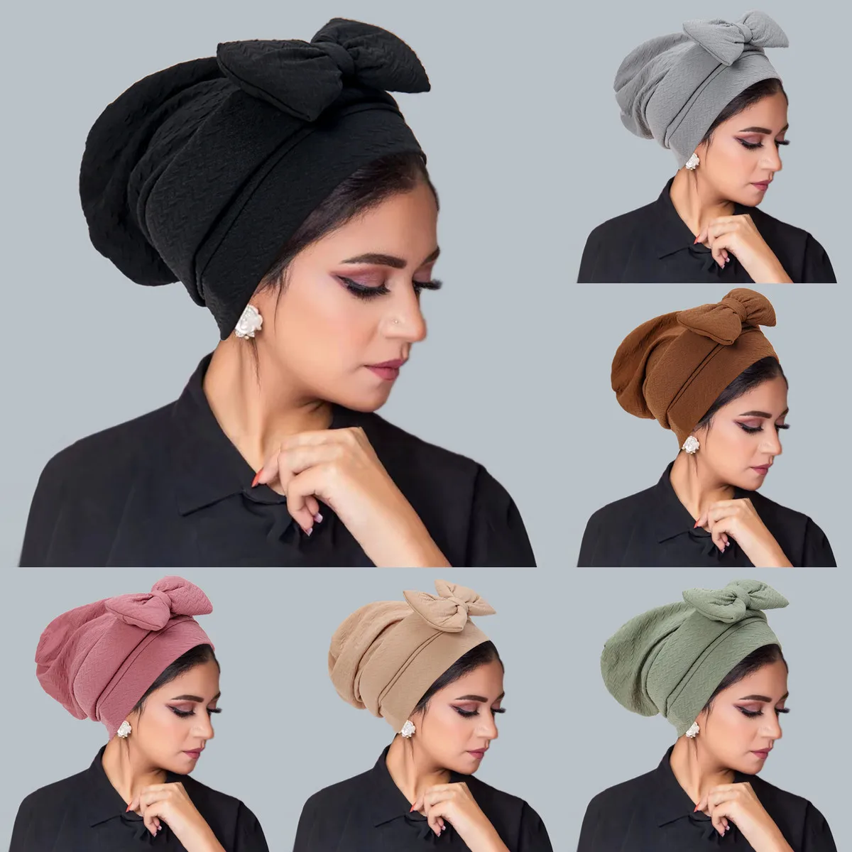 

Тюрбан с бантом из губки, платок, шляпа, эластичный женский мусульманский хиджаб, капот, африканский авто гель, головные уборы, головной убор для свадебной вечеринки, кепка