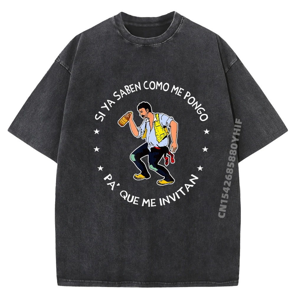 

Newest Printed Tshirt Si Ya Saben Como Me Men's Newest Tops & Tees Graphic T-shirts Mens Casual Washed T Shirt
