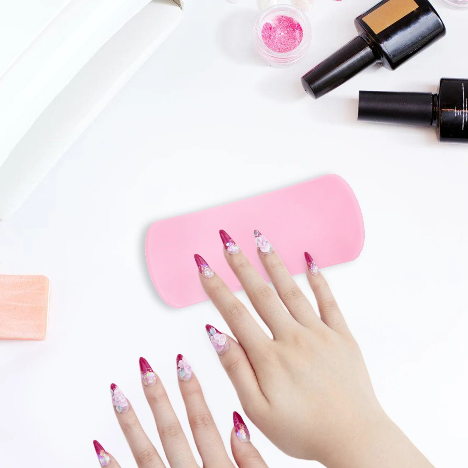 Descanso de braço para unhas em forma de u, almofada para manicure, descanso de mão profissional para arte em unhas, tratamento de cuidados com os pés, design leve e portátil