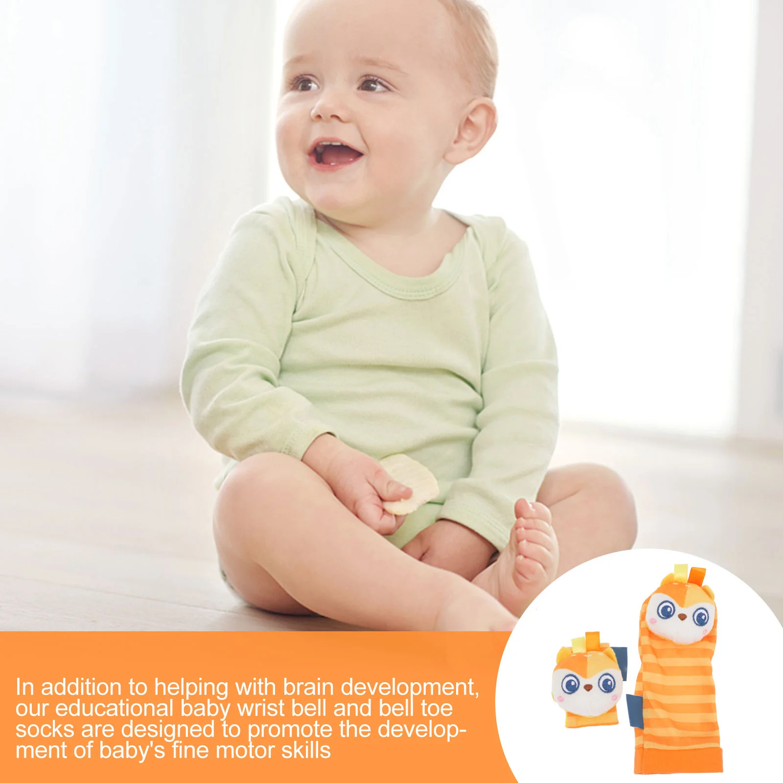 1 set sonagli da polso per bambini calzini sonaglio cartoni animati ricerca piedi sicuro e confortevole materiale flessibile sonagli da polso per bambini