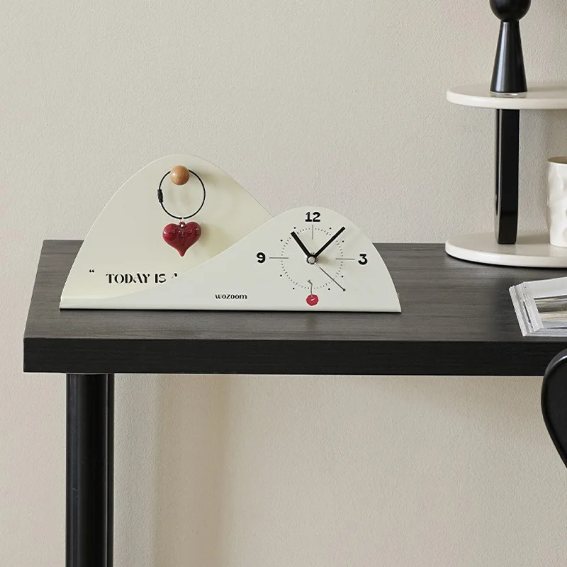 Acrylic Shelf Desk Clock Ornament Personalize Creative Decor Home Silent Table Clock Two-tier Rack for Study Bedroom Living Room