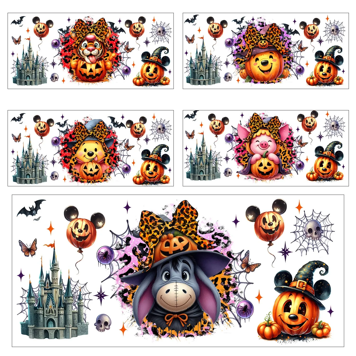 

Halloween Mickey Winnie Stitch series easy peel waterproof DIY Decals 3D transfers uvdtf crystal sticker 16oz uv dtf cup wraps