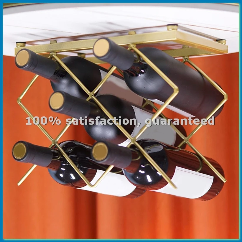 

Кованая железная подставка для вина золотого цвета, домашняя подставка для хранения вина, декоративная подставка для вина - AT35
